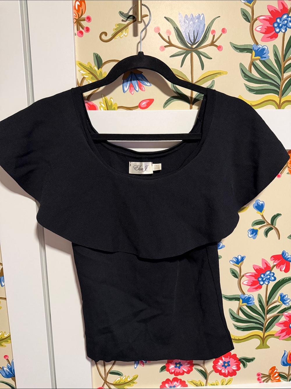 Eliza J Black Ruffle Crop Top